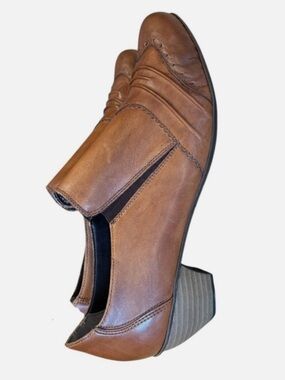 Rieker Mariah Brown Leather Ankle Bootie Wingtip Brogue Detail EU 41 US 9.5/ 10